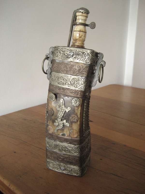 ANTIQUE MOROCCAN TRIBAL GUNPOWDER FLASK
