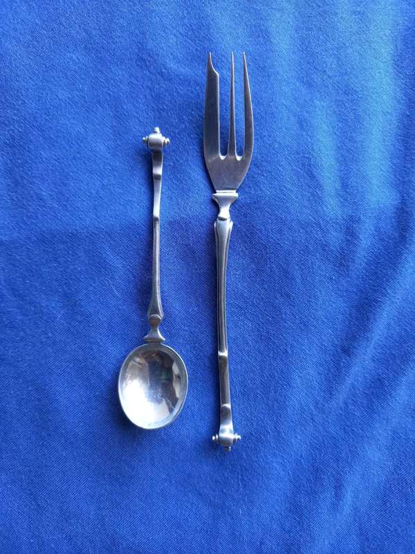Solid  Silver Matched Pair Pastry Fork and Coffee Spoon Dutch 835