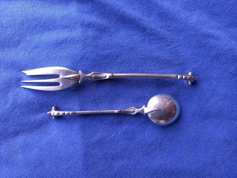 Solid  Silver Matched Pair Pastry Fork and Coffee Spoon Dutch 835