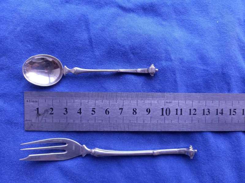 Solid  Silver Matched Pair Pastry Fork and Coffee Spoon Dutch 835