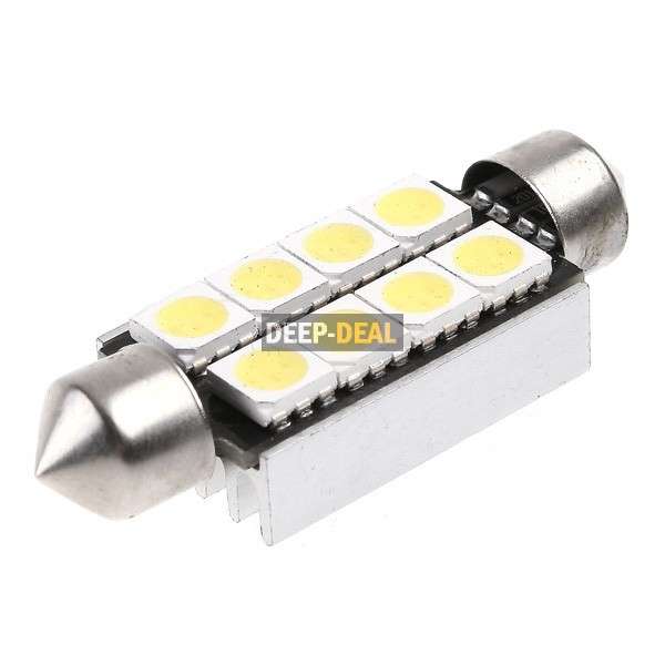 41mm 5050 SMD 8 LED White Car Interior Light Dome Festoon Lamp Bulb