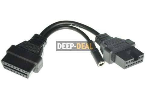 Mitsubish 12 Pin Connector to 16 Pin OBD OBD2 Adapter Cable