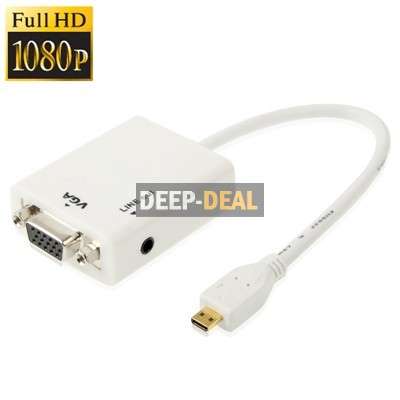 Micro HDMI to VGA + Audio Output Cable Adapter Connector