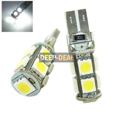 T10 9x5050 SMD LED 6500k 110-lumen White Light Bulbs
