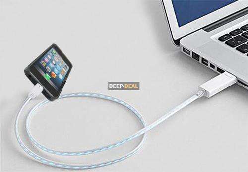 Visible El Flash Light Sync Usb 8 Pin Charger Data Cable for Iphone 5 Ipad 4 Min