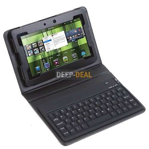 Wireless Bluetooth Keyboard Leather Case Cover with Stand for Blackberry Playbook 7"