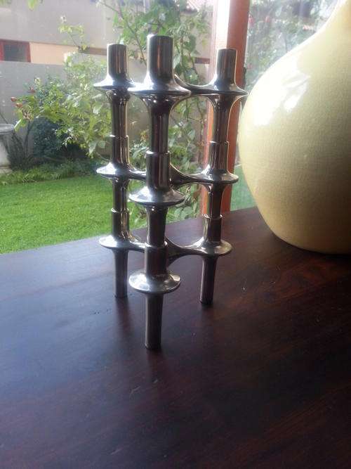 MID CENTURY / RETRO CHROME STACKABLE CANDLESTICKS. GERMAN 1960'S ORION