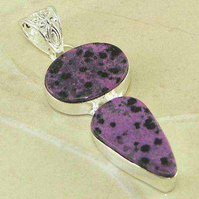 OUTSTANDING DYED DALMATIAN GEMSTONE 925 SILVER PENDANT 2.5"