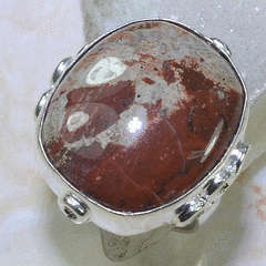 FANTASTIC JASPER NATURAL GEMSTONE 925 SILVER RING #6.5