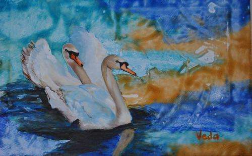 Chase Swans Oil On Masonite 40 x 25 cm