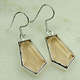 ATTRACTIVE MORGANITE PINKY/BROWN QUARTZ NATURAL GEMSTONE 925 SILVER EARRINGS 1.75"