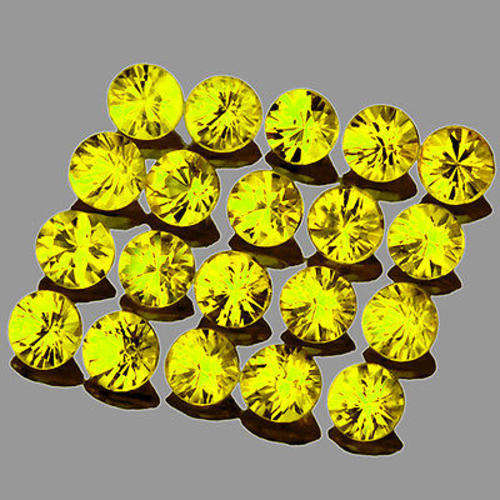 Beautiful! Natural Round Diamond Cut Canary Yellow Sapphires 9pc 0.75ct