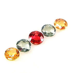 STUNNING! Mixed Colour Sapphires ( 2 Green, 2 Yellow & 1 Red) 5pc 0.57ct