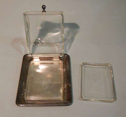 Silver plated and glass butter dish