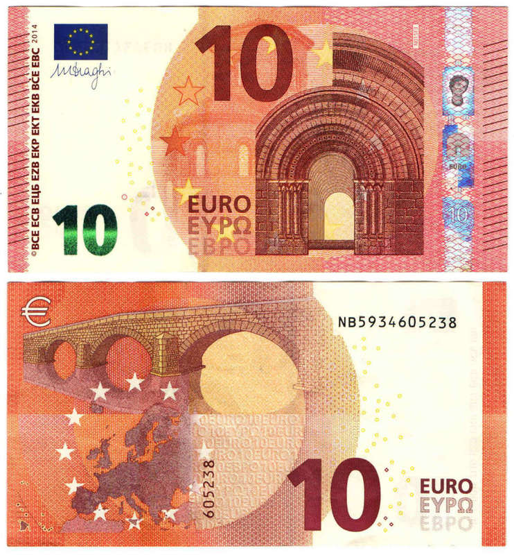 10 Euro 2014 aUNC (Prefixes E or N)