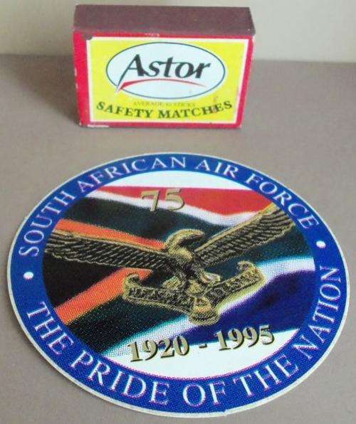 STICKER - SOUTH AFRICAN AIR FORCE - THE PRIDE OF THE NATION - 75 YEARS 1920-1995