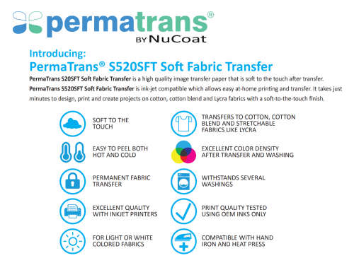 PERMA TRANS® Inkjet Light SOF-T Heat Transfer Paper - 50 Sheets