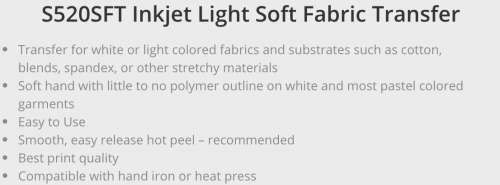 PERMA TRANS® Inkjet Light SOF-T Heat Transfer Paper - 50 Sheets