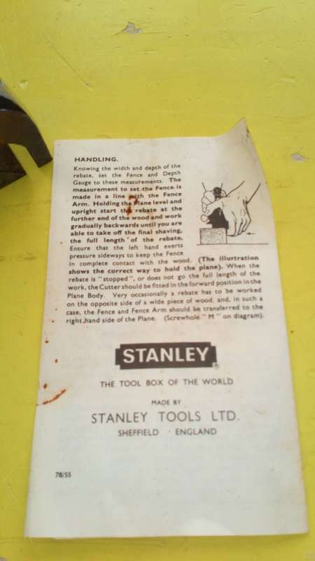 Vintage Stanley Duplex Rabbet Plane No.78 Made in England 1950s