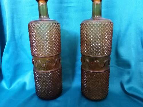 Pair of Retro Genie Decanters- Epoli Glass Italy 1960's