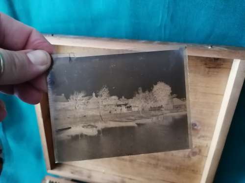 Box of 98 Vintage Glass Slides with various Photographic Images