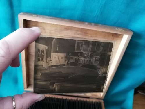Box of 98 Vintage Glass Slides with various Photographic Images