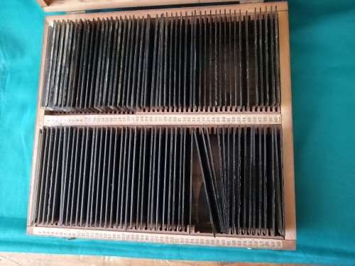 Box of 98 Vintage Glass Slides with various Photographic Images