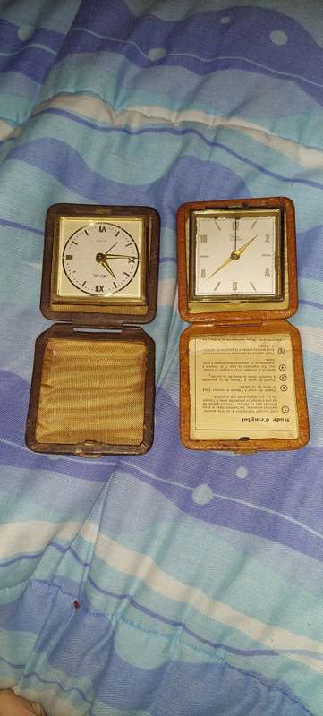 2 x Travel clocks Cyma amic and Mauthe 7 rubis