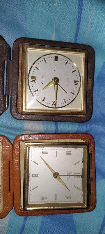 2 x Travel clocks Cyma amic and Mauthe 7 rubis
