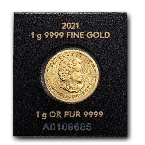 1 GRAM GOLD MAPLE LEAF - MAPLEGRAM 25 (IN ASSAY)