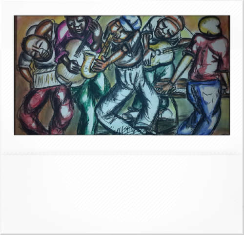 Original SELESHO-THE BAND-MUSICIANS-X-TRA LARGE-860MMX 600MM-VALUED AT R5000