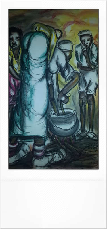 Original Selesho-Bonanza  painting for sale - LARGE- 860MMX 610MM-VALUED AT R3000