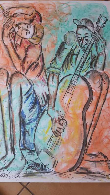 CHRISTMAS GIFT Original Selesho-BIG Bonanza  painting for sale-X LARGE- 860MMX 610MM-VALUED AT R5000