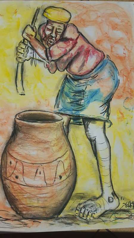 LATE ENTRYCHRISTMAS  -Original Selesho-BIG Bonanza  painting  -X LARGE- 860MMX 610MM-VALUED AT R3000