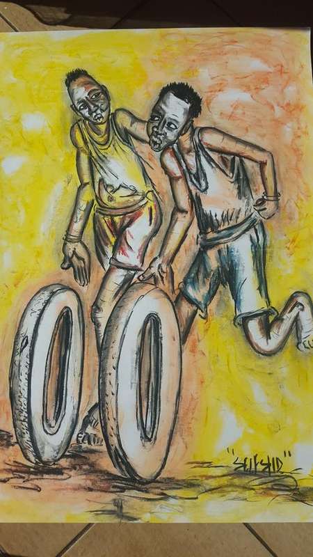 LATE ENTRYCHRISTMAS  -Original Selesho-BIG Bonanza  painting  -X LARGE- 860MMX 610MM-VALUED AT R3000