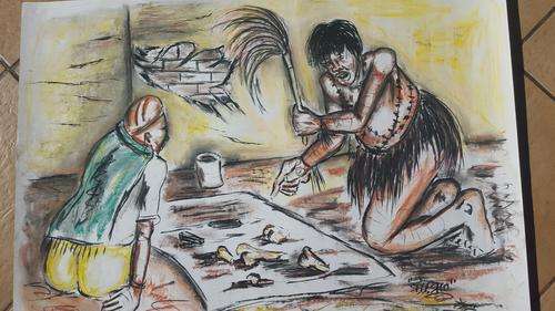LATE ENTRYCHRISTMAS  -Original Selesho-BIG Bonanza  painting  -X LARGE- 860MMX 610MM-VALUED AT R3000