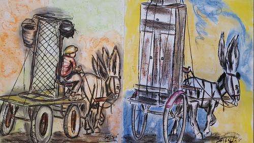 LATE ENTRY CHRISTMAS  -Original Selesho-TWO BIG Paintings  -X LARGE- 860MMX 610MM-VALUED AT R10000