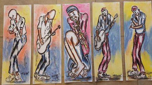 LATE ENTRY CHRISTMAS  -Original Selesho-FIVE PANEL MUSIC  -X LARGE- 220MMX 600MM-VALUED AT R10000