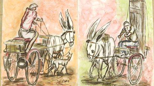 CHRISTMAS sale  -Original Selesho-TWO BIG Paintings  -X LARGE- 860MMX 610MM-VALUED AT R10000