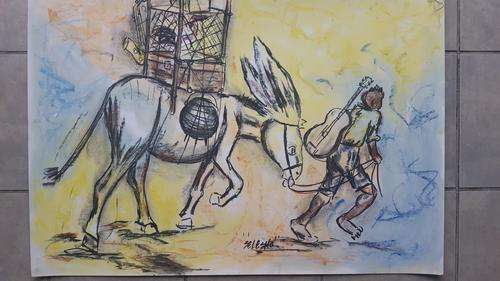 Original Selesho- BIG Painting  -X LARGE- 860MMX 610MM-VALUED AT R5000