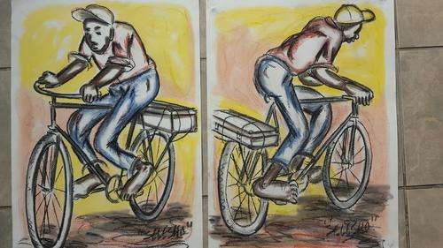 late entry sale  -Original Selesho-TWO BIG Paintings  -X LARGE- 600MMX 420MM-VALUED AT R10000