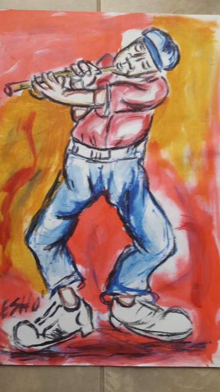 Original Selesho- BIG  multimedia Painting -X LARGE- 600MMX 420MM-VALUED AT R7000