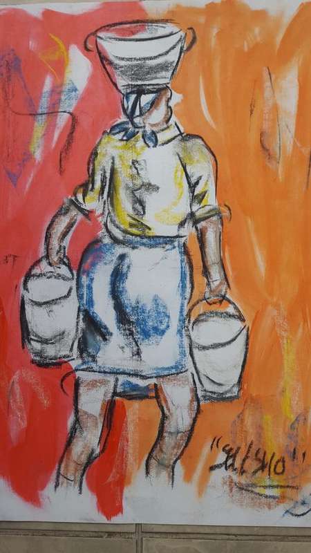 Original Selesho- BIG  multimedia Painting -X LARGE- 600MMX 420MM-VALUED AT R7000