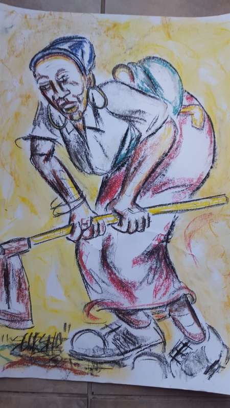 LATE ENTRY Original Selesho- BIG  Painting -X LARGE- 600MMX 420MM-VALUED AT R7000