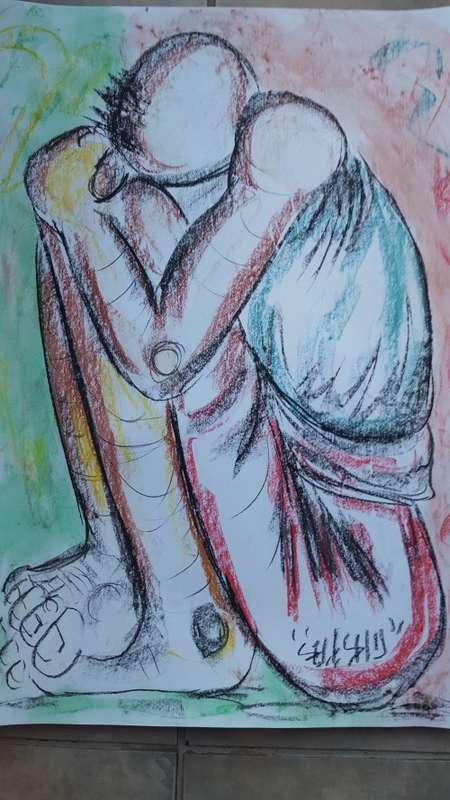 LATE ENTRY Original Selesho- BIG  Painting -X LARGE- 600MMX 420MM-VALUED AT R3000