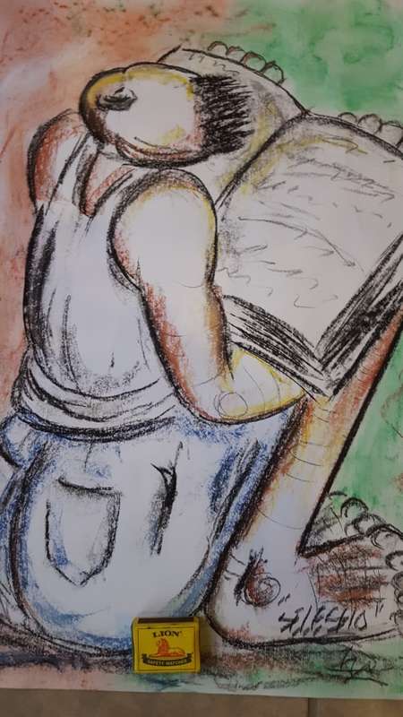 VERY very LATE ENTRY-Original Selesho- BIG  Painting -X LARGE- 600MMX 420MM-VALUED AT R7000