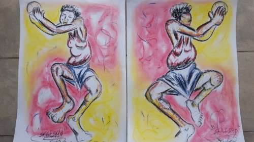 Original Selesho-2 X BIG  Painting -X LARGE- 600MMX 420MM-VALUED AT R7000