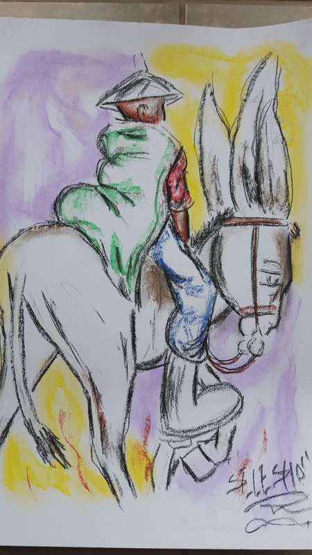 DONKEY FESTIVAL Original Selesho- BIG  Painting -X LARGE- 600MMX 420MM-VALUED AT R3000