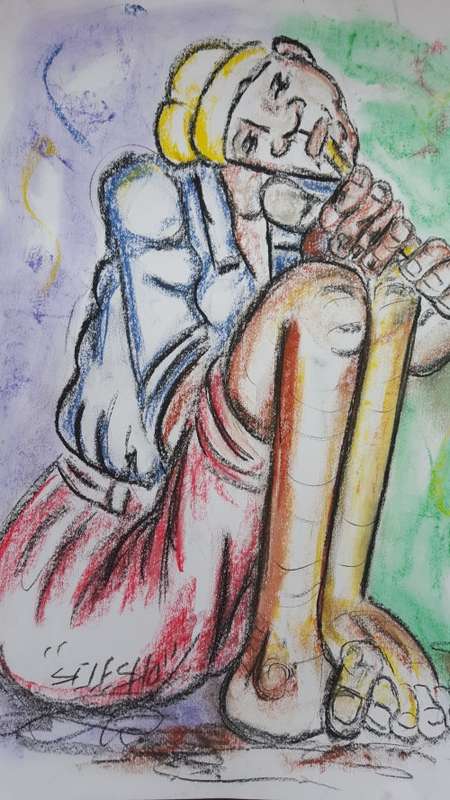 Original Selesho- BIG  Painting -X LARGE- 600MMX 420MM-VALUED AT R3000