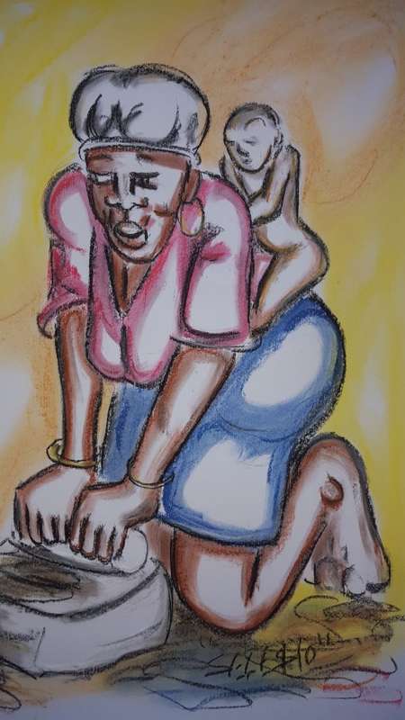 Original Selesho- BIG  Painting -X LARGE- 600MMX 420MM-VALUED AT R2000